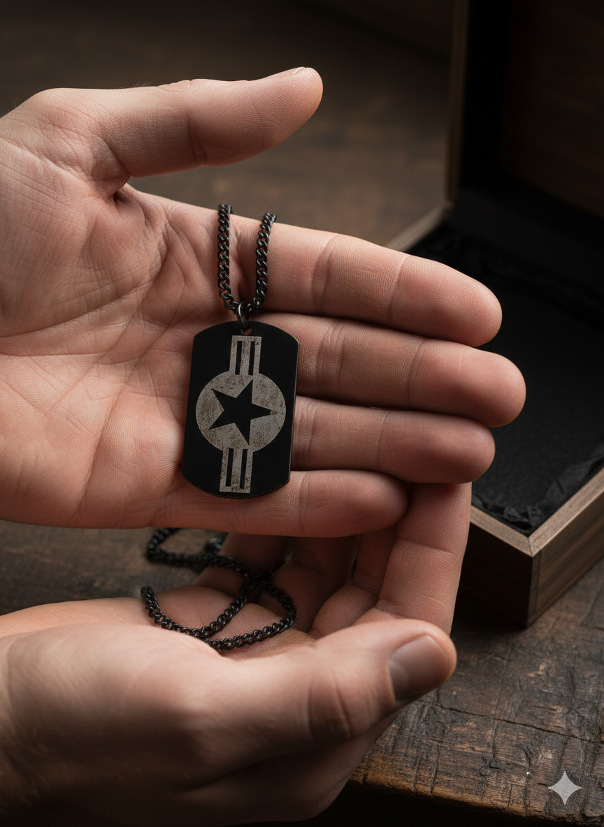 Custom Engraved Matte Black Dog-Tag Necklace