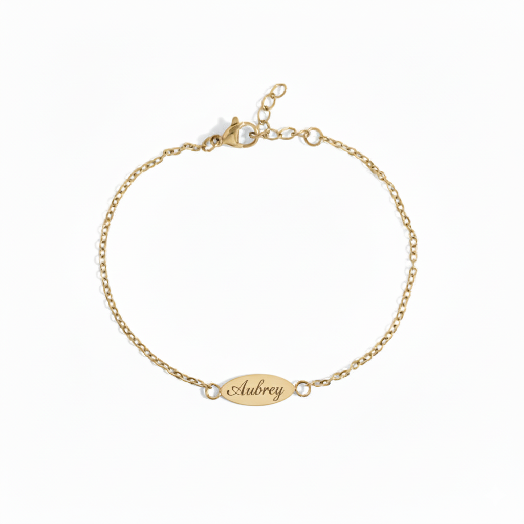 Personalized Oval Bracelet - Custom Engraved Gift | Peace & Petals
