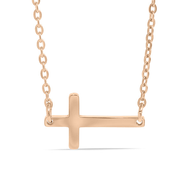 Engravable Horizontal Cross Necklace - Custom Engraved | Peace & Petals