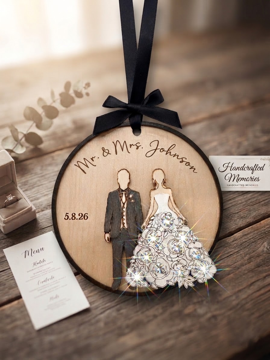 Personalized Wedding Ornament — Custom Name & Date Keepsake Gift