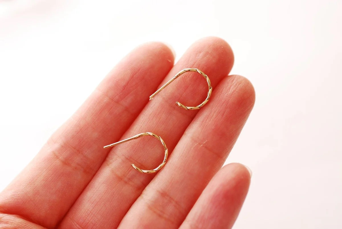 Braided Hoop Minimalist Earrings, Gold Filled