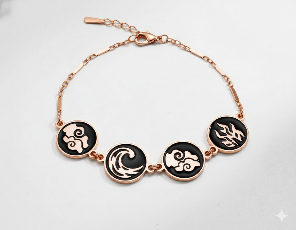 Elements Bracelet - Earth, Air, Fire & Water Charms | Peace & Petals