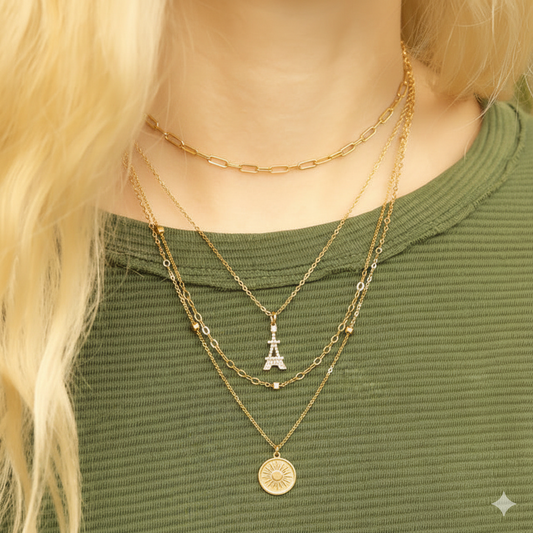 Eiffel Tower Layered Necklace | Peace & Petals