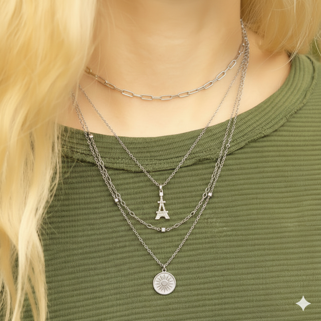 Eiffel Tower Layered Necklace | Peace & Petals