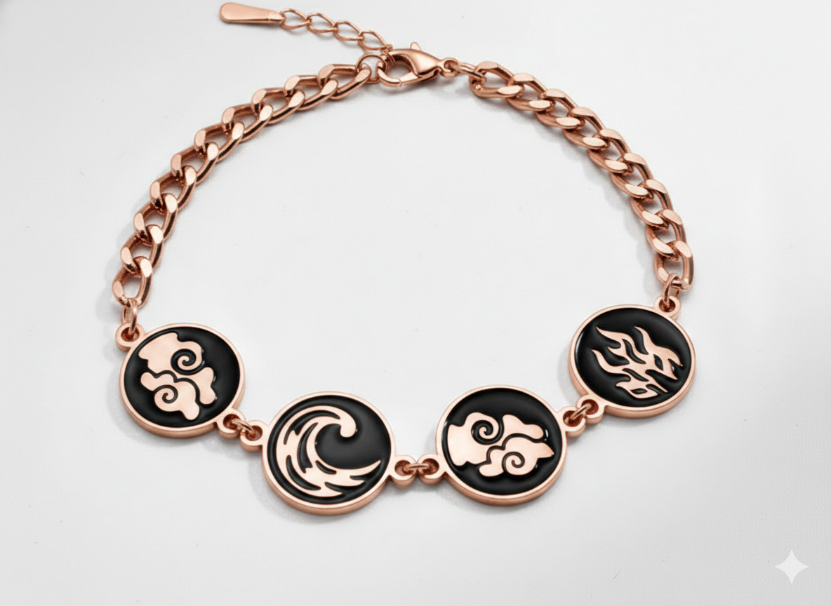 Elements Bracelet - Earth, Air, Fire & Water Charms | Peace & Petals