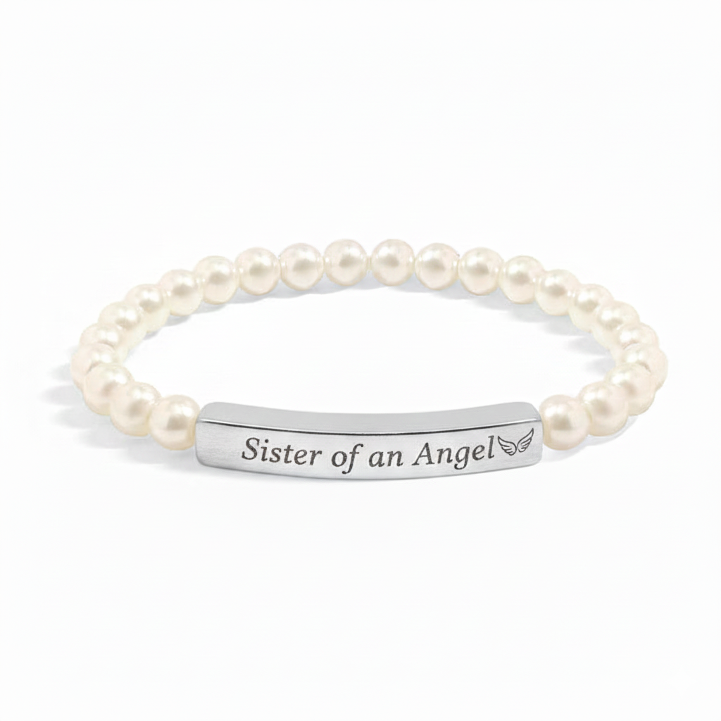 Engravable Curved-Bar Bracelet, Kiska Pearls, Stretch