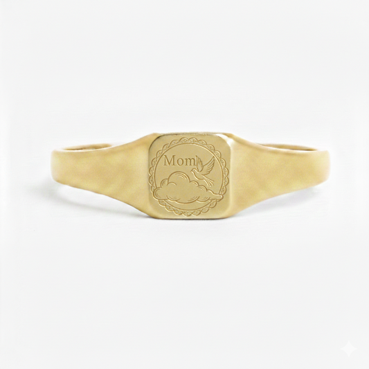 Personalized Square Signet Ring - Custom Engraved | Peace & Petals