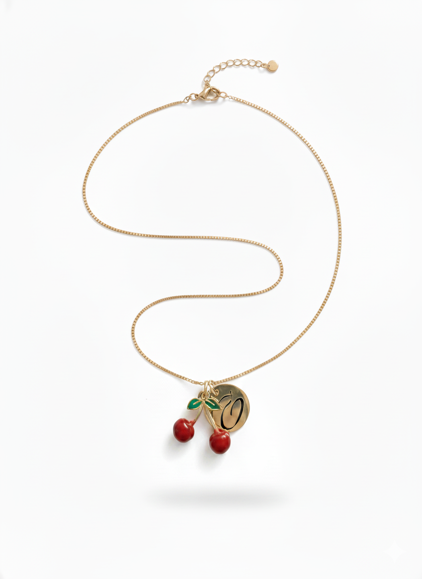 Red Cherry Charm | 18K Gold PVD or Silver Finish| | Peace & Petals