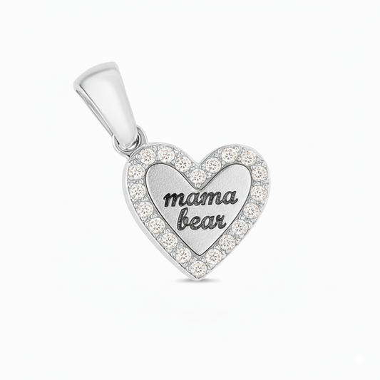 Personalized Heart Charm with CZ | Custom Engraved Pendant