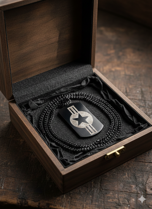 Custom Engraved Matte Black Dog-Tag Necklace