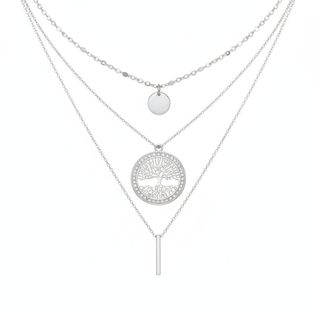 Layered Necklace with Tree of Life Charm | Peace & Petals