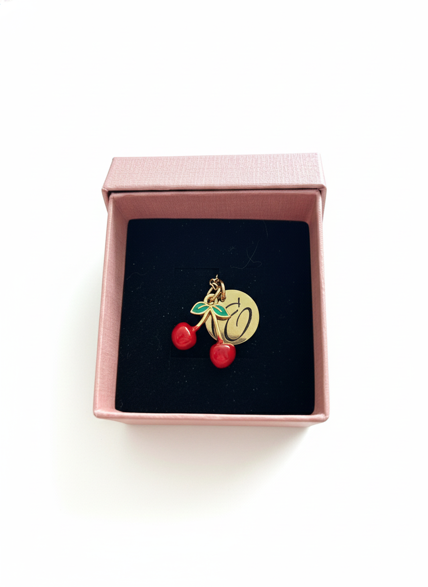 Red Cherry Charm | 18K Gold PVD or Silver Finish| | Peace & Petals
