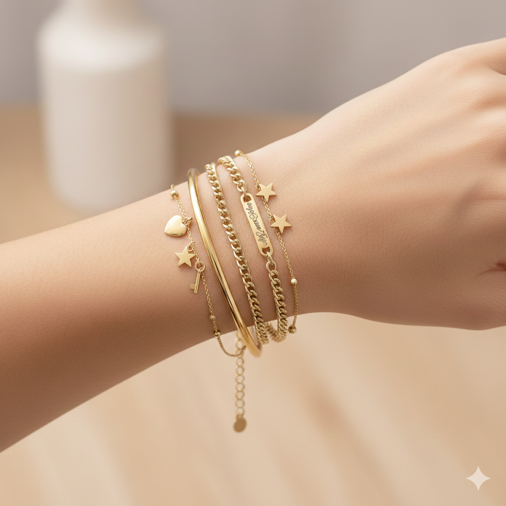 Personalized Curb-Chain Bar Bracelet - Custom Engraved | Peace & Petals