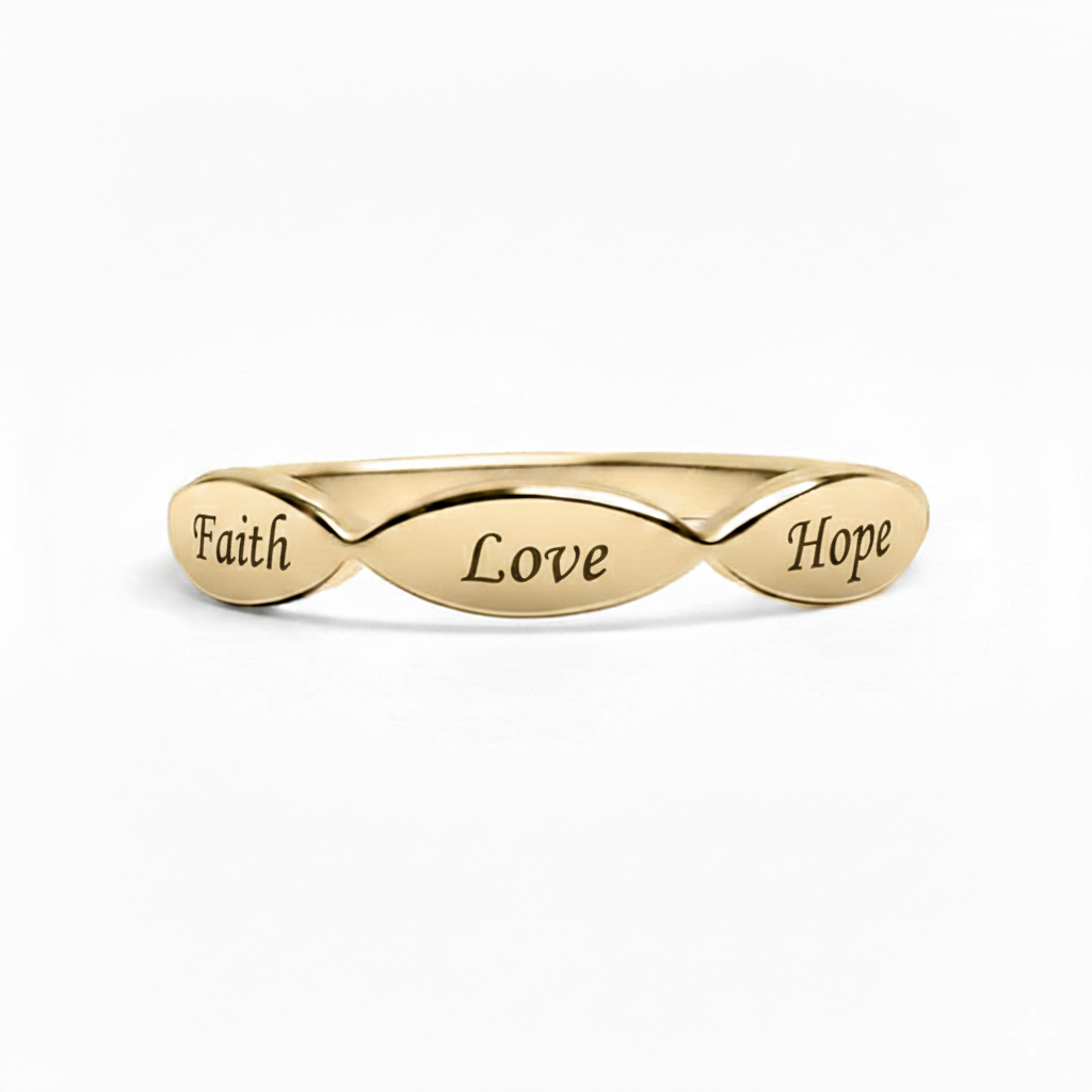 Engravable Sculpted Ring | 18K Gold PVD, Silver, Rose Gold | Peace & Petals