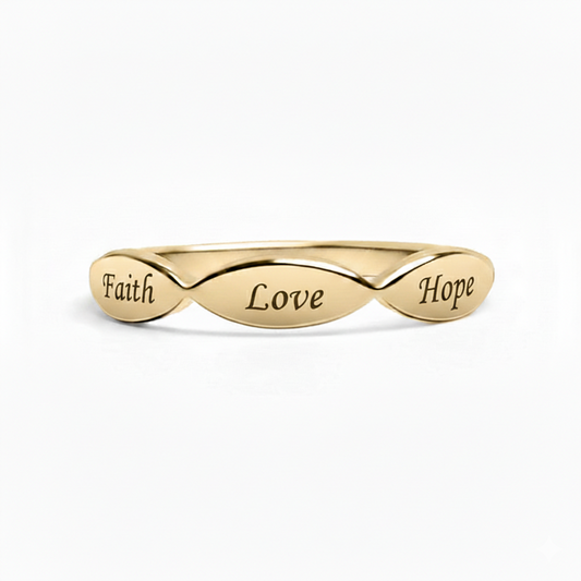 Engravable Sculpted Ring | 18K Gold PVD, Silver, Rose Gold | Peace & Petals