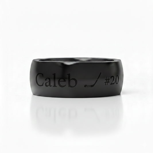 Personalized Black Ring - Custom Engraved Band | Peace & Petals