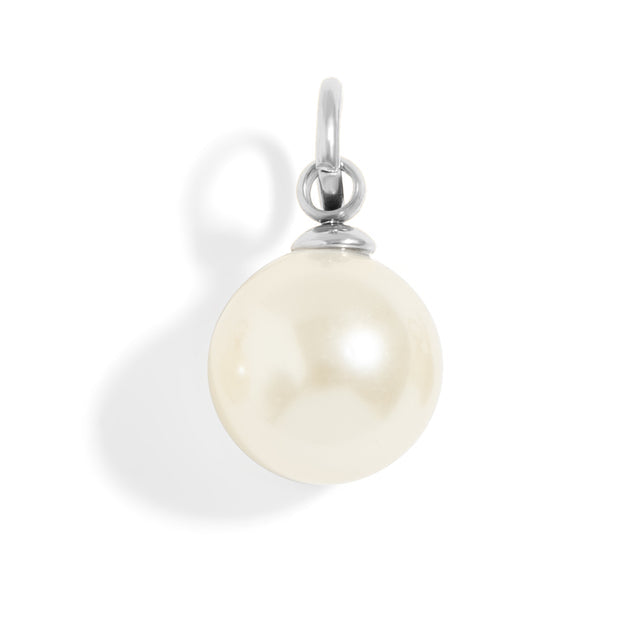 4mm Pearl Kiksa-Glass Charm | 18K Gold PVD or Silver Finish | Peace & Petals