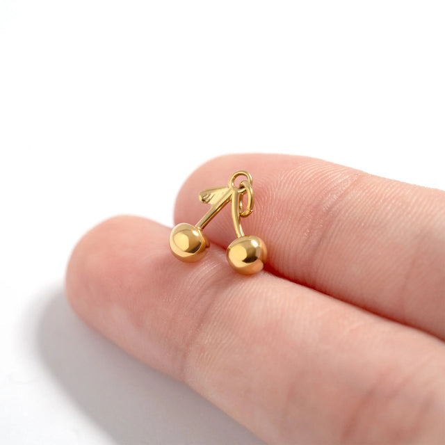 Silver or 18K Gold PVD Cherry Charm | 18K Gold PVD or Silver Finish | Peace & Petals