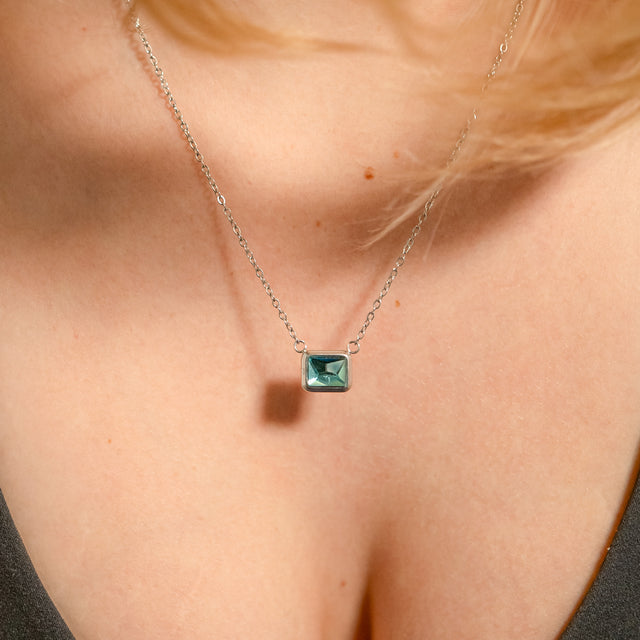 Rectangle Birthstone Connector Charm - Engravable | Peace & Petals