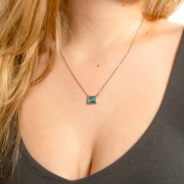 Rectangle Birthstone Connector Charm - Engravable | Peace & Petals