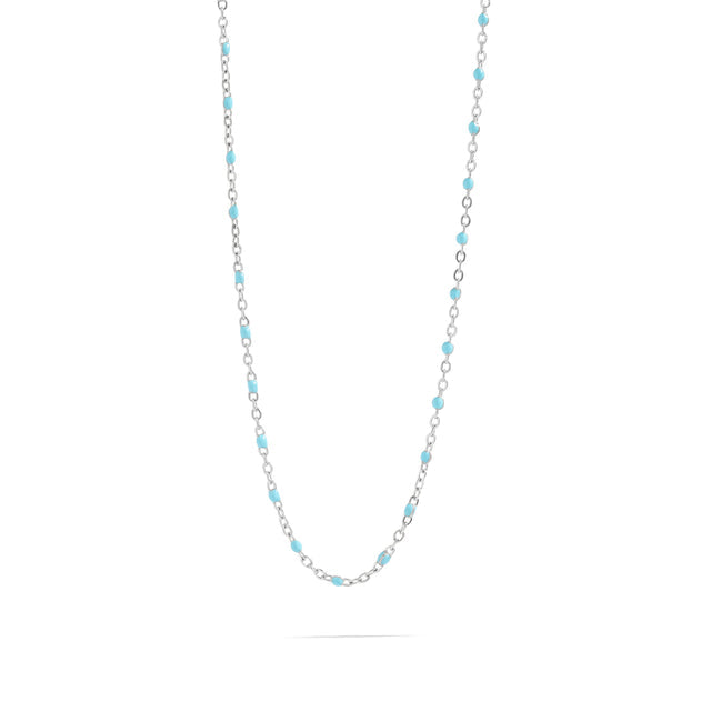 Beaded, Stackable Necklace - Turquoise or White Beads