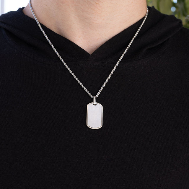 Dog Tag Necklace - Engravable Military-Style Pendant (Small - Approx 1" x 1/2")