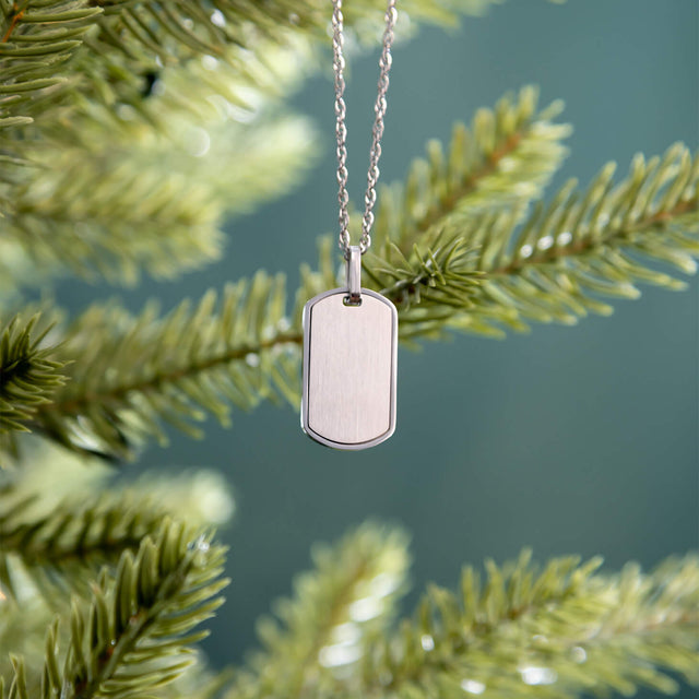 Dog Tag Necklace - Engravable Military-Style Pendant (Small - Approx 1" x 1/2")
