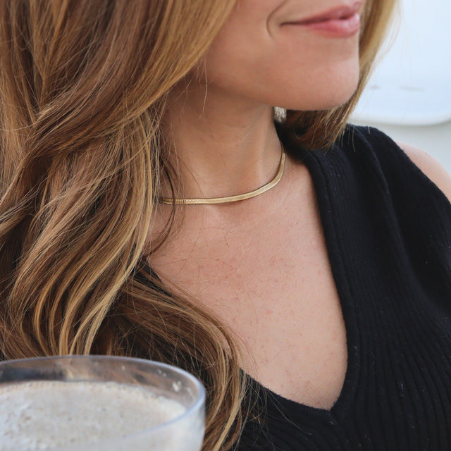 Herringbone Chain Stacking Necklace - 16"