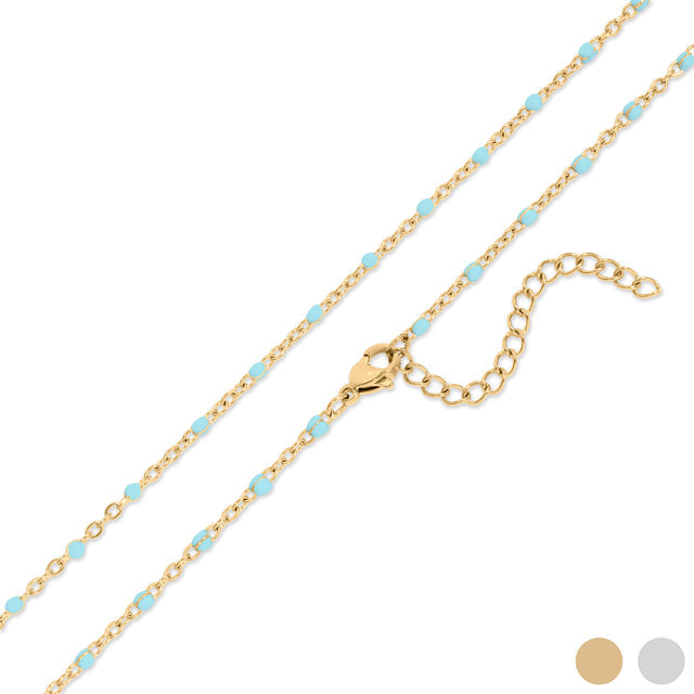 Beaded, Stackable Necklace - Turquoise or White Beads