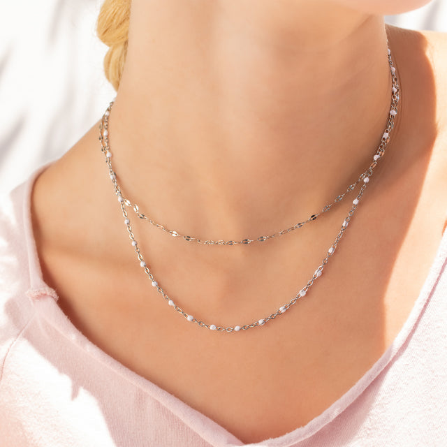 Beaded, Stackable Necklace - Turquoise or White Beads