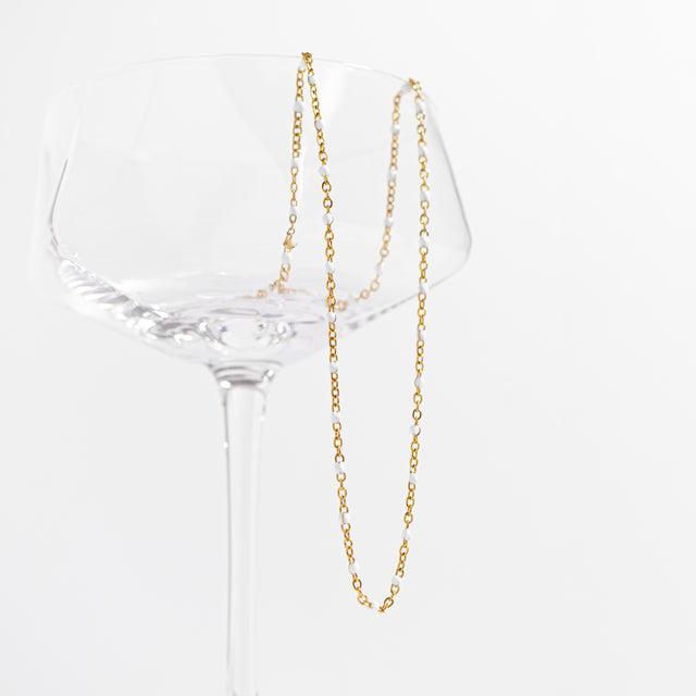 Beaded, Stackable Necklace - Turquoise or White Beads