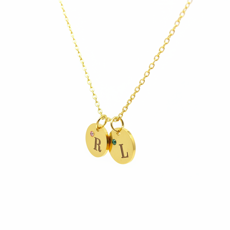 Personalized Birthstone Circle Charm - Custom Engravable Pendant | Peace & Petals