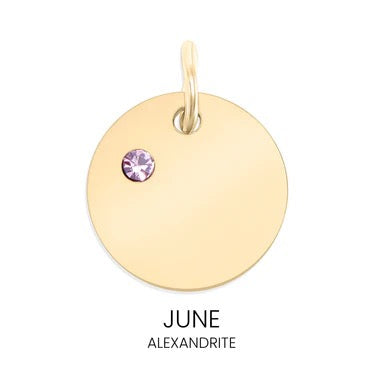 Personalized Birthstone Circle Charm - Custom Engravable Pendant | Peace & Petals