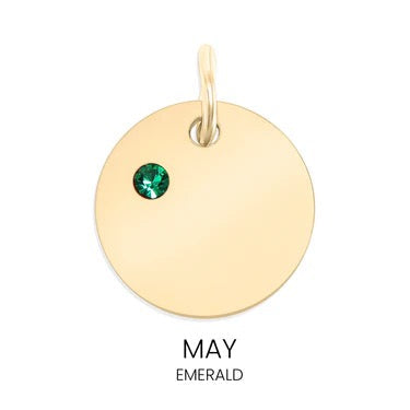 Personalized Birthstone Circle Charm - Custom Engravable Pendant | Peace & Petals