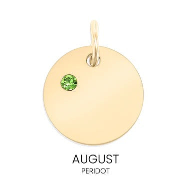 Personalized Birthstone Circle Charm - Custom Engravable Pendant | Peace & Petals
