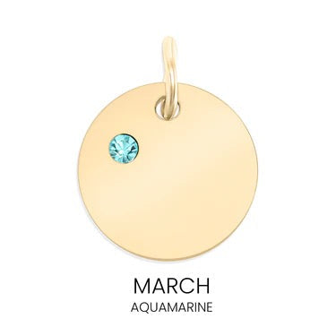 Personalized Birthstone Circle Charm - Custom Engravable Pendant | Peace & Petals