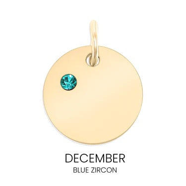 Personalized Birthstone Circle Charm - Custom Engravable Pendant | Peace & Petals