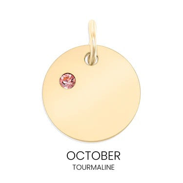Personalized Birthstone Circle Charm - Custom Engravable Pendant | Peace & Petals