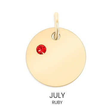 Personalized Birthstone Circle Charm - Custom Engravable Pendant | Peace & Petals