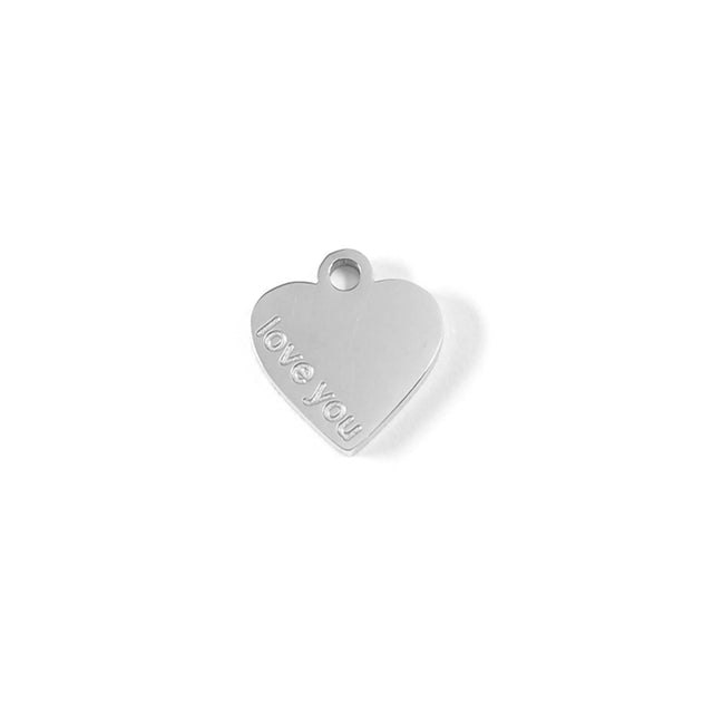 "Love You" Heart Charm | 18K Gold PVD or Silver Finish | Peace & Petals