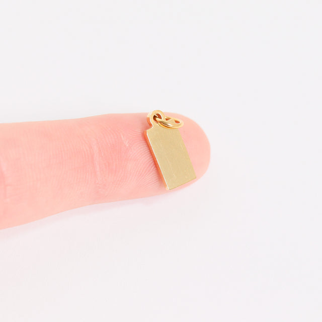 Engravable Minimalist Tag Charm | 18K Gold PVD, Silver, Rose Gold, Black | Peace & Petals