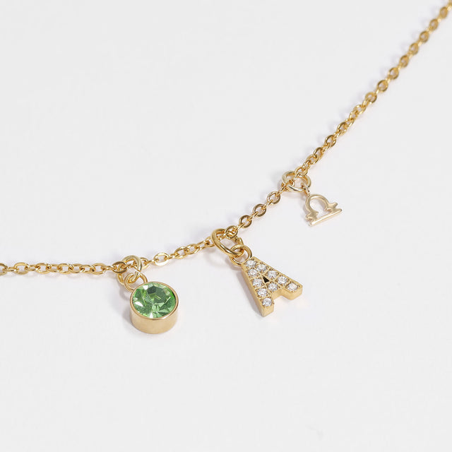 CZ Birthstone Charm | 18K Gold PVD | Add to Any Necklace, Bracelet or Keychain | Peace & Petals