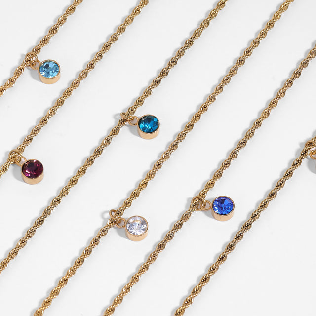 CZ Birthstone Charm | 18K Gold PVD | Add to Any Necklace, Bracelet or Keychain | Peace & Petals
