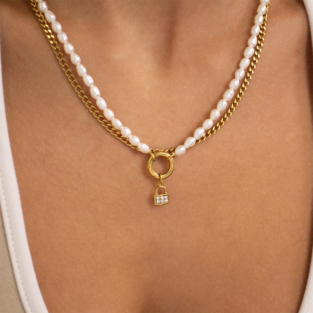 Sparkling CZ Padlock Charm | Premium Lock Charm | 18K Gold PVD or Silver Finish | Peace & Petals
