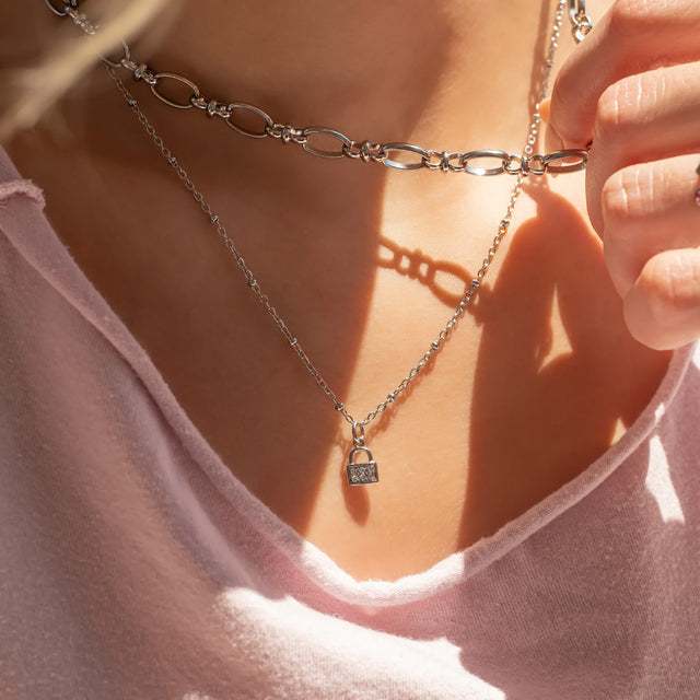 Sparkling CZ Padlock Charm | Premium Lock Charm | 18K Gold PVD or Silver Finish | Peace & Petals