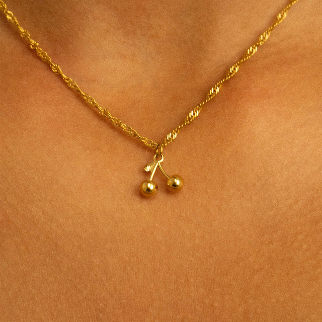 Silver or 18K Gold PVD Cherry Charm | 18K Gold PVD or Silver Finish | Peace & Petals