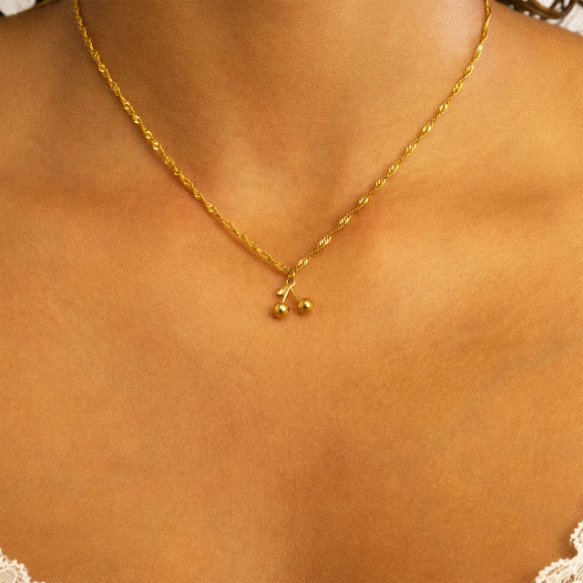 Silver or 18K Gold PVD Cherry Charm | 18K Gold PVD or Silver Finish | Peace & Petals