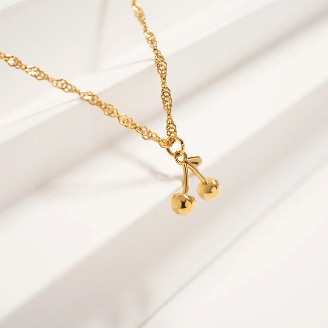 Silver or 18K Gold PVD Cherry Charm | 18K Gold PVD or Silver Finish | Peace & Petals