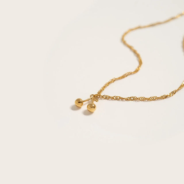 Silver or 18K Gold PVD Cherry Charm | 18K Gold PVD or Silver Finish | Peace & Petals