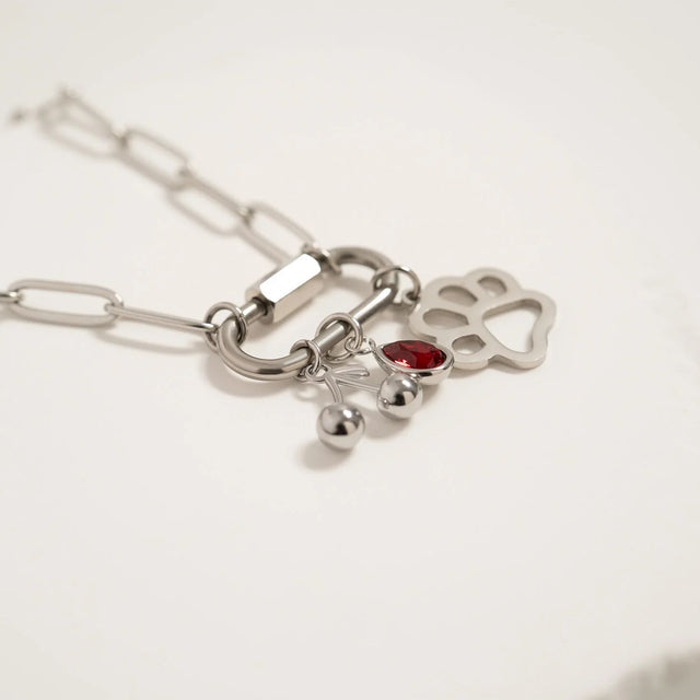 Silver or 18K Gold PVD Cherry Charm | 18K Gold PVD or Silver Finish | Peace & Petals